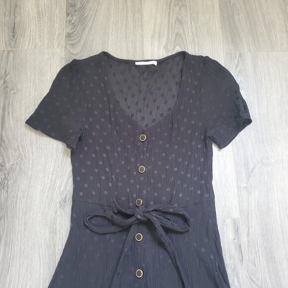 Mango Dress 6 Black Midi Whimsigoth Fairy Grunge Punk Cottagecore Button Front - Picture 2 of 11